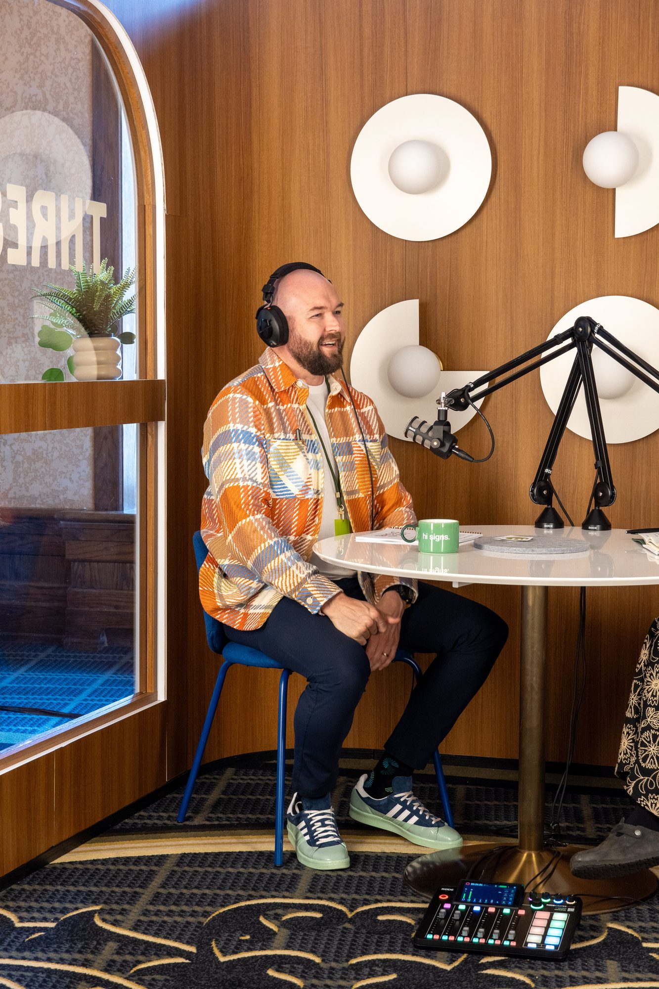Kelso Brennan in the podcast studio